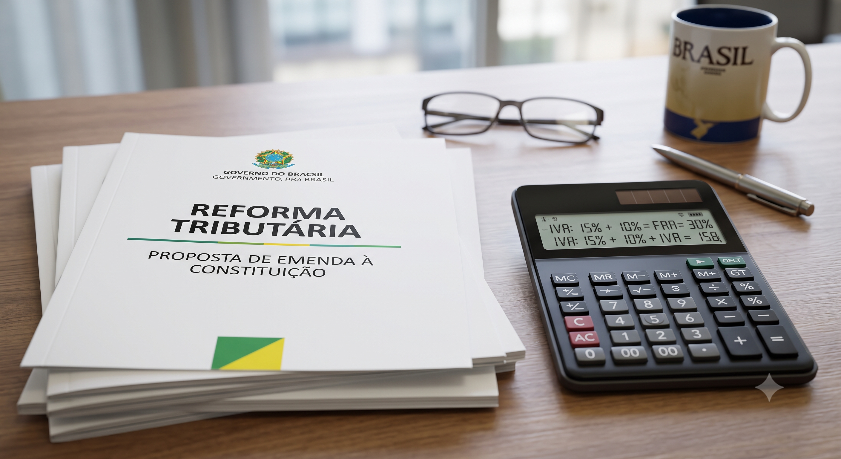 Documentos e calculadora simbolizando a reforma tributária